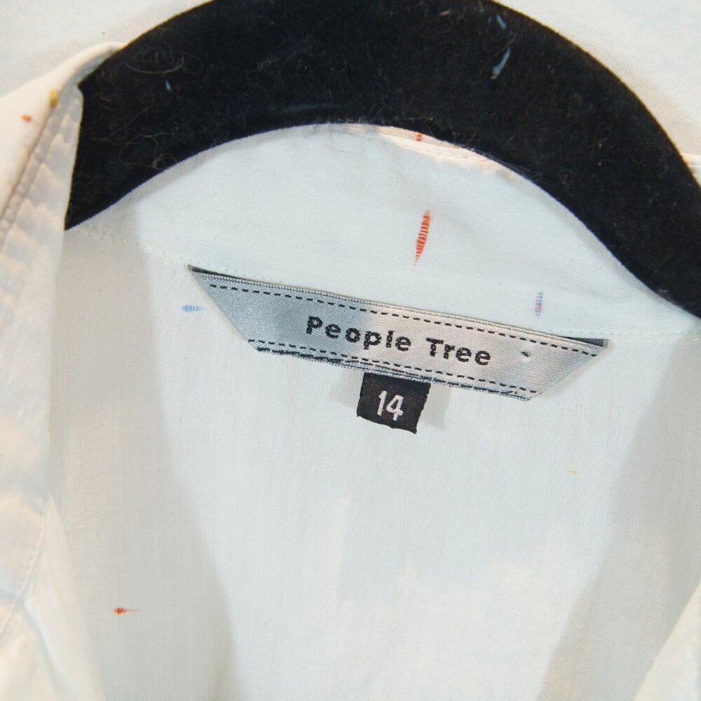 People Tree Women’s White Speckled Organic Cotton Button Up Shirt Size 14 - Picture 8 of 8